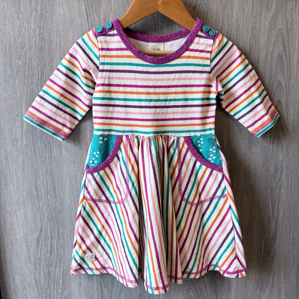 Wildflowers Clothing Striped Dress Girls Size 2 Multi Color Boho Whimsical‎ Knit
